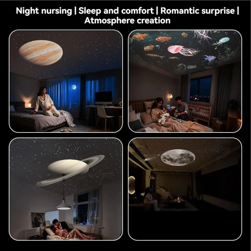 Projector Night Light 2 in 1 360 Rotation Adjustable Brightness Star Sky Lamp 5 Films USB Powered Ceiling Decor for Bedroom