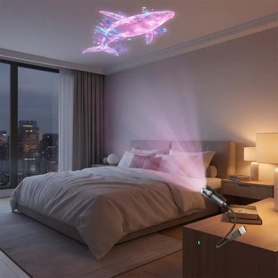 LED USB Projector Light Ocean Projection Lamp With 8pcs Marine Life Light Panels Ceiling Decorative Night Light