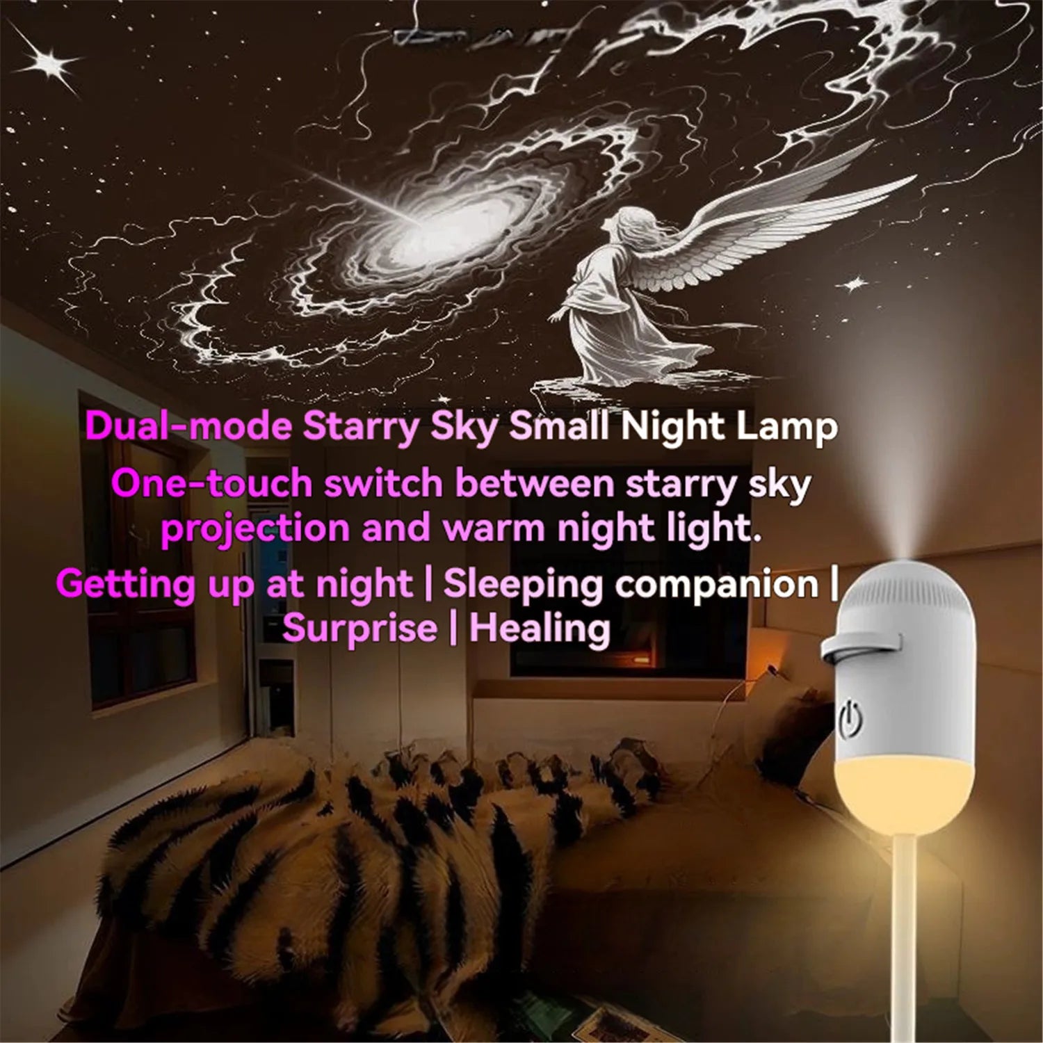 Mini Galaxy Star Projector Night Light LED Starry Sky Ambient Lamp for Bedroom Sleep Decoration 2-in-1 LED Atmosphere Light New