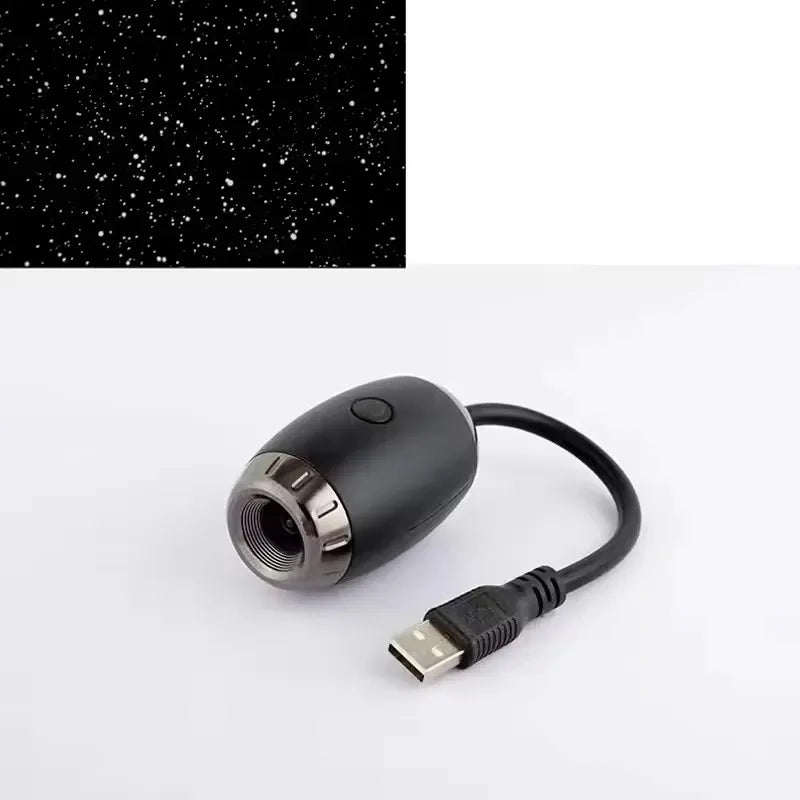 LED Starry Car Ambient Light USB Adjustable Focus Saturn Galaxy Large Range Projection Romantic Party Interior Decor Light